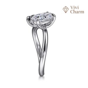 14K White Gold Toi et Moi Oval Sapphire and Diamond