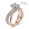 14K White-Rose Gold Round Free Form Diamond