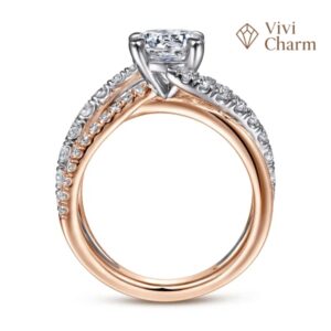 14K White-Rose Gold Round Free Form Diamond