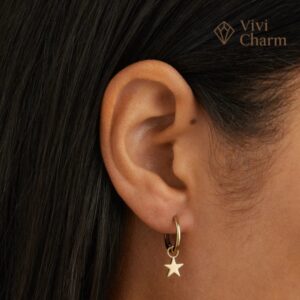 9k Solid Gold Wishing On A Star Hoop