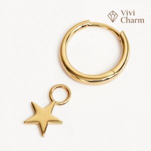 9k Solid Gold Wishing On A Star Hoop