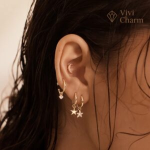 9k Solid Gold Wishing On A Star Hoop