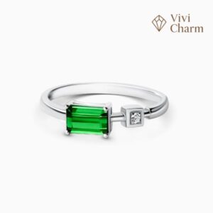 DR East-West Lab Grown Emerald Row Promise Ring