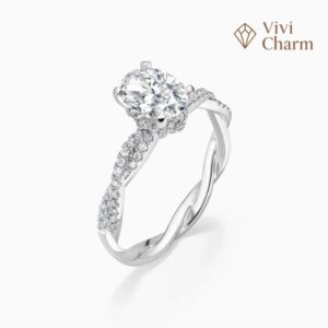 Oval Diamond Ring With Twisted Band